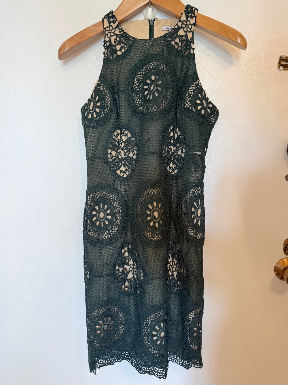Minuet Dark Green Crochet Sheath Dress